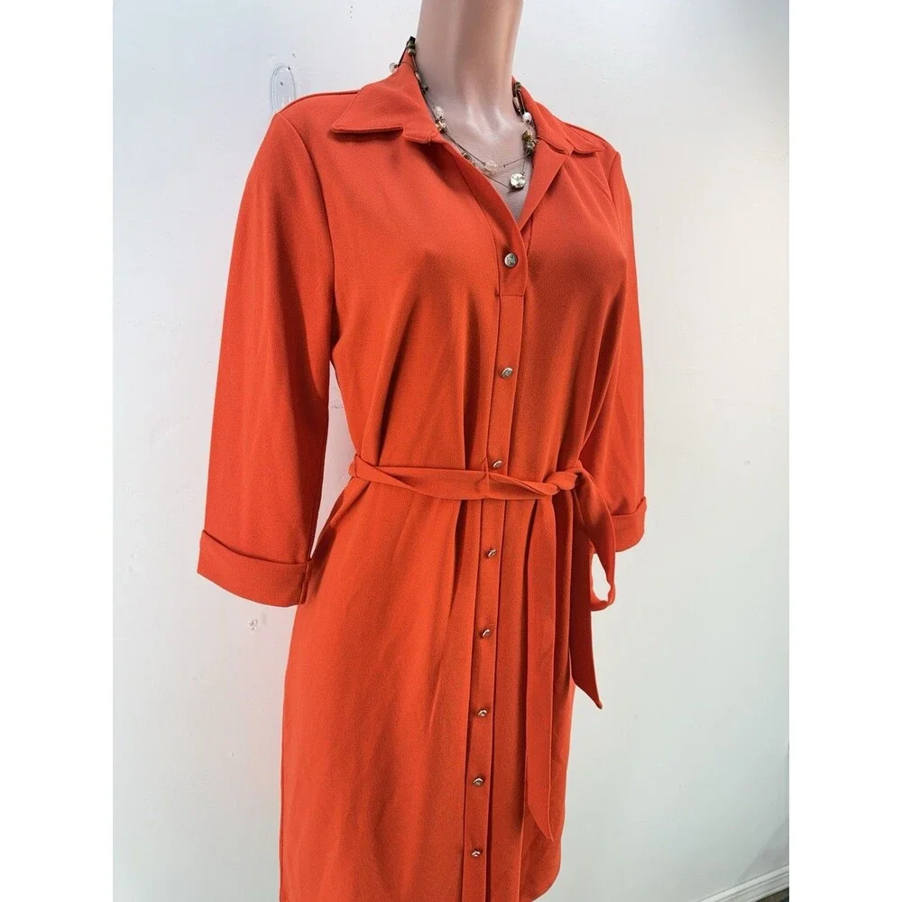 NWT Adrienne Vittadini Dress Womens M Orange Bottoms Stretch - Picture 4 of 11